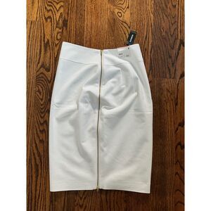 New Express White High Rise Stretch Skirt with Gold Zipper - Size 4